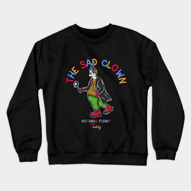 Sad Clown Illustration With Lolipop Crewneck Sweatshirt by Merchsides